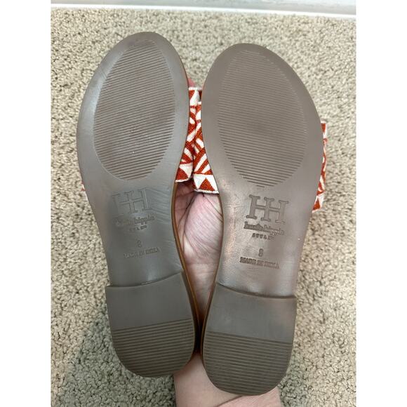 HAUTE HIPPIE | Rust & White Geometric Slide Sandals Boho | Size 8 - Picture 7 of 7
